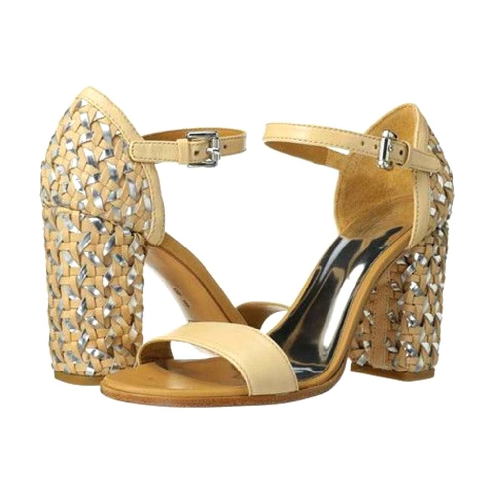 Coach Beige and Tan Woven Heels